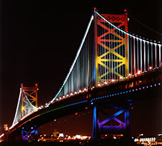 Architectural  Lighting of the Benjamin Franklin Bridge in Philadelphia, PA